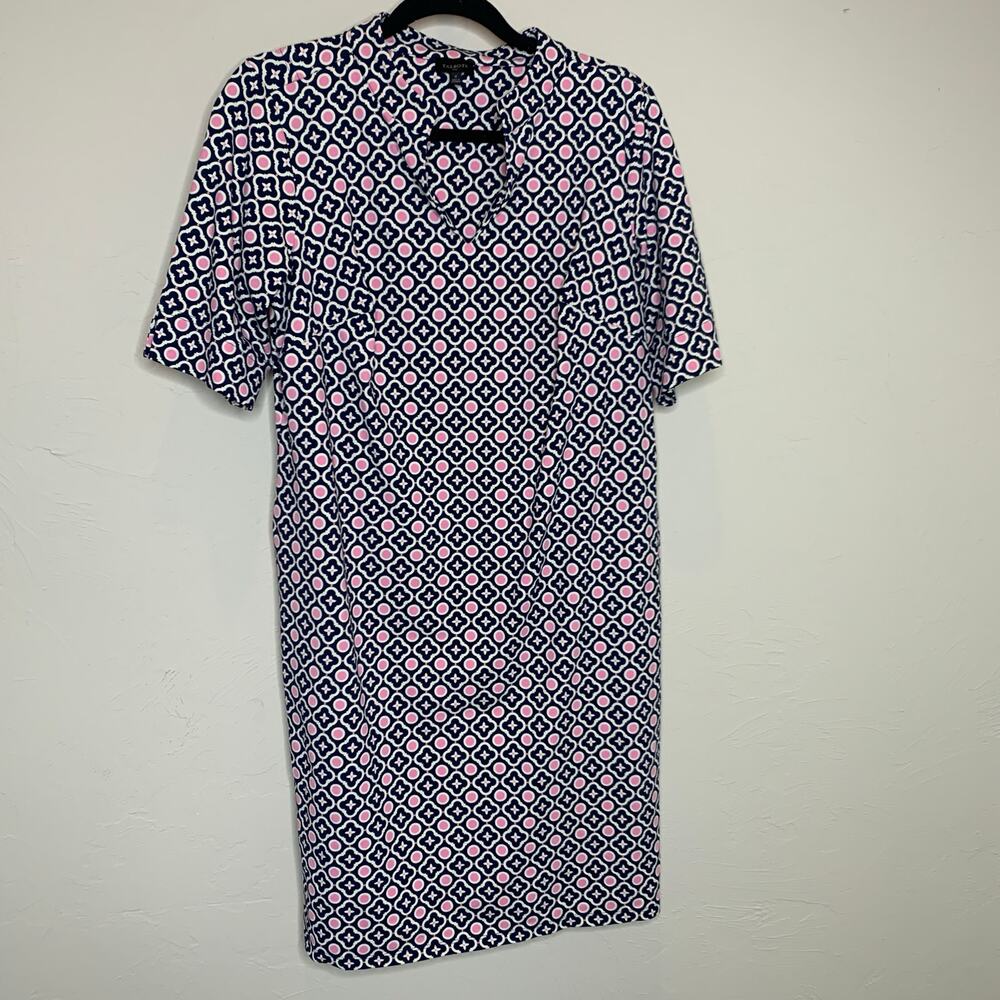 Talbots Plus Athleisure Dress Sz X Blue Pink White Geometric